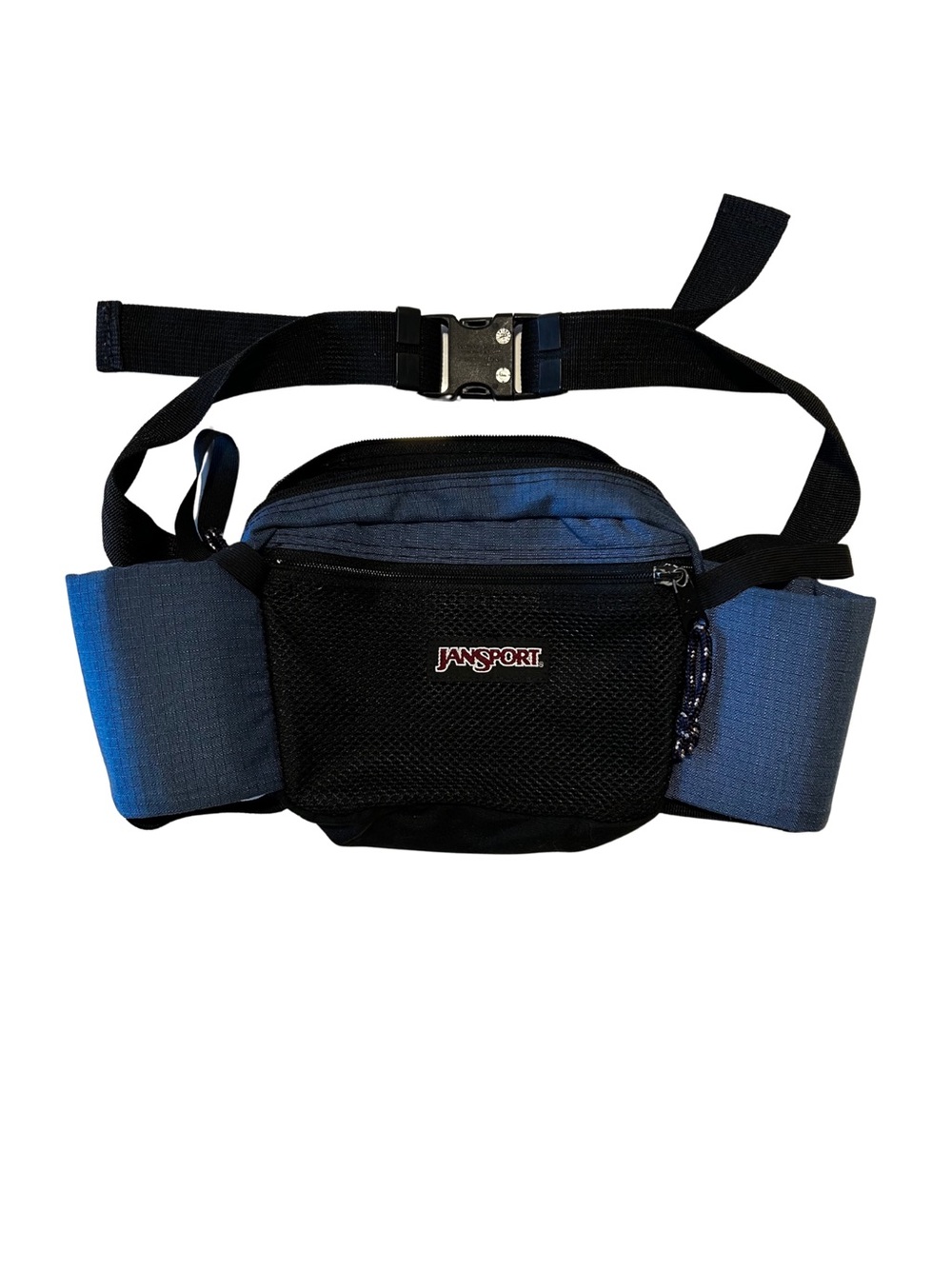Jansport Black and Navy Blue Waist Pack with Front Mesh Pocket